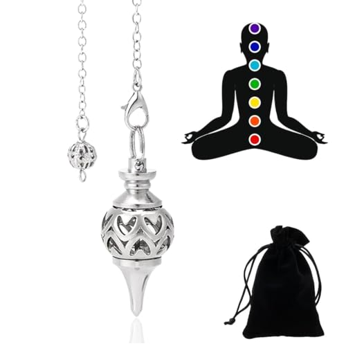 CJQRL Pendulos Adivinacion, Plata Pendulo Hebreo, Pendulo De Newton, Péndulo metálico, Péndulo Adivinación Egipcio, Pendulo de Radiestesia con Testigo, péndulo esotérico, Magnetizador(1)