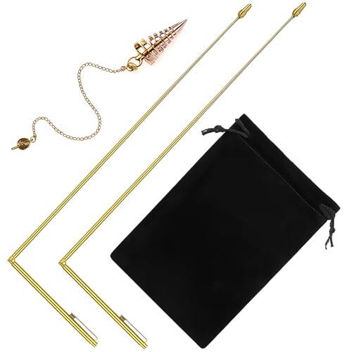 Jadive Varillas de Radiestesia de Cobre Péndulo y Varillas Adivinatorias para Caza de Fantasmas, Curación Energética, Adivinación, Localizar Objetos Perdidos o Preguntas de Sí/No(Oro)