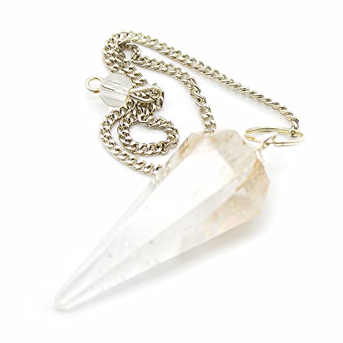 DOJA Barcelona | Pendulo Cuarzo Blanco | Péndulo de Cristal, Piedra Cuarzo Natural | Colgante Pendulos Adivinacion, Pendulos Radiestesia, Meditacion, Equilibrio Reiki
