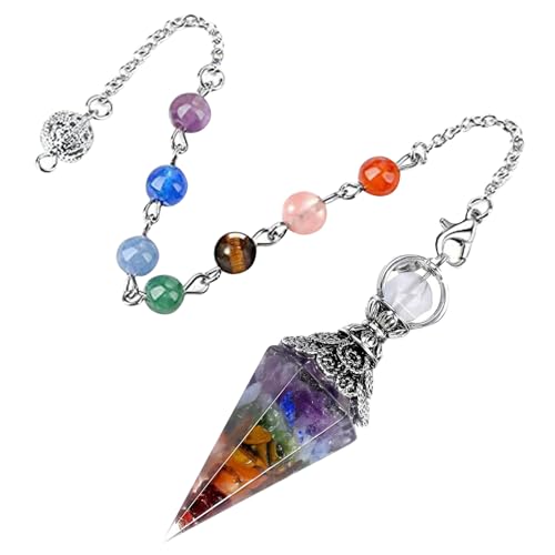 Péndulo Adivinatorio Radiestesia 7 chakras,Péndulo Adivinación de Radiestesia,Pendulo de Radiestesia,Punto Péndulo Cadena para Adivinación,Sanación Energía Espiritual