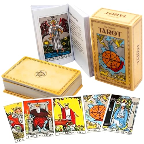 IOSCDH Tarot Barajas Rider Waite Cartas De Tarot para La Familia y Amigos Psíquica Tarot Lectura Tarot Baraja y Libro para Principiantes o Experimentados Adivinación Futuro
