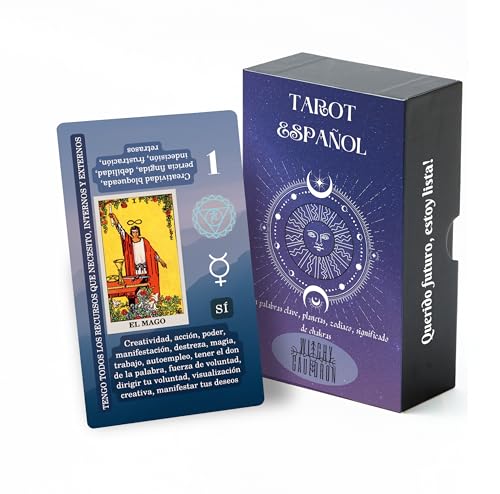 Witchy Cauldron Baraja de Cartas de Tarot en Español para Principiantes, con Significado y Palabras Clave, Chakra, Planeta, Afirmación, Invertido, Zodíaco