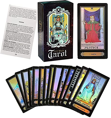 Jzhen Cartas del Tarot para Principiantes, Baraja de 78 Cartas de Tarot con Guía, Tarot de Aprendizaje, Baraja de Tarot Clásica, Herramienta de Adivinación