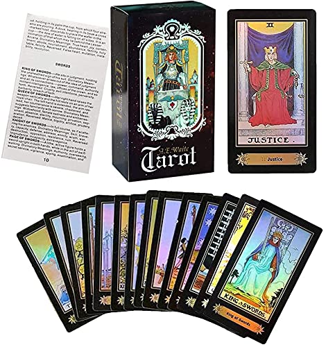 Jzhen Cartas del Tarot para Principiantes, Baraja de 78 Cartas de Tarot con Guía, Tarot de Aprendizaje, Baraja de Tarot Clásica, Herramienta de Adivinación (Versión Inglesa)