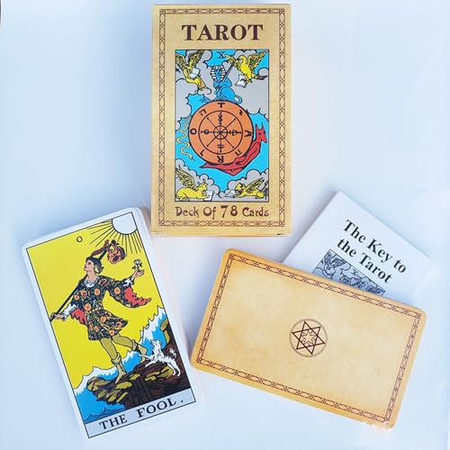 KZXXZH Cartas del Tarot, Diseño Clásico Tradicional, Baraja de Cartas del Tarot Completa Original con Guía Colorida para Principiantes