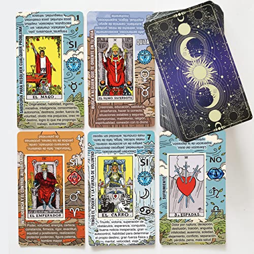 TAROTIKA Tarot - Cartas Tarot de Aprendizaje, No Necesita Libro Guía, Baraja Tarot de Lectura Fácil y Rápida con Significados en Español